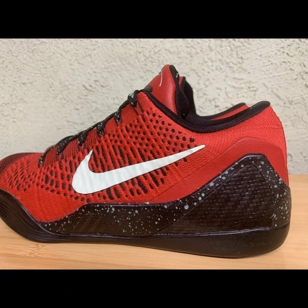 Size 9 Nike Kobe 9 Elite Low Men Red Excellent Flyknit Basketball‎ 639045-600